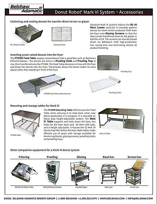 Belshaw Donut Robot Table Mark II, Mark V, and Mark VI Support Table Bakery Wholesalers