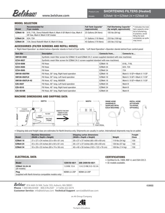 EZMelt 34 (includes rinse and fill hose) - Bakery Wholesalers