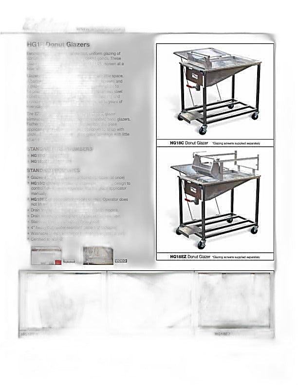 Belshaw HG18C Glazer with Drain Tray/and One Glazing Screen Bakery Wholesalers