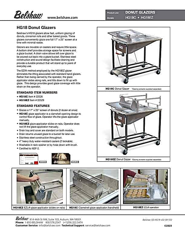 HG18EZ Glazer with Drain Tray and EZ Lift Applicator with one 17" x 25" Glazing Screen Bakery Wholesalers