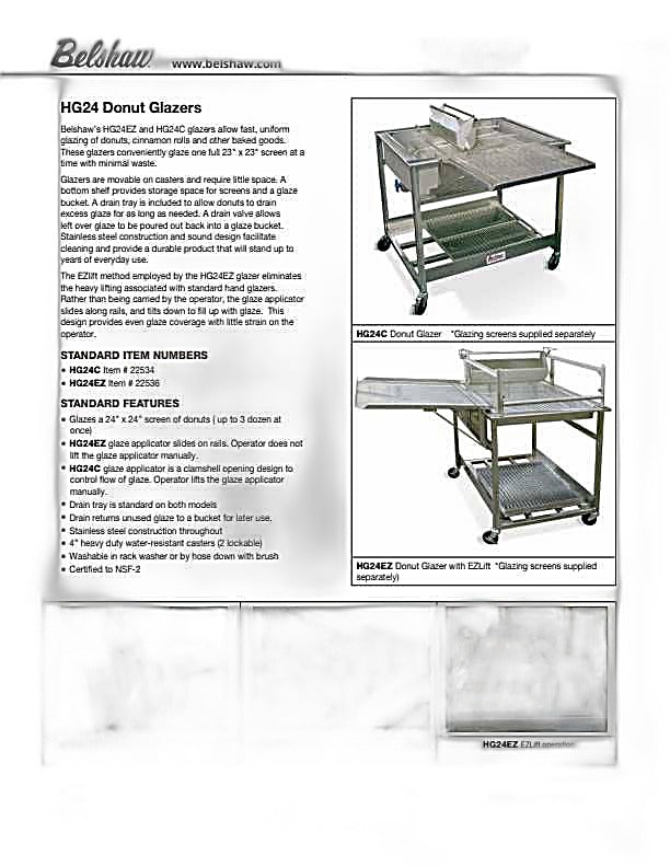 Belshaw HG24EZ Glazer with Drain Tray/and One Glazing Screen Bakery Wholesalers