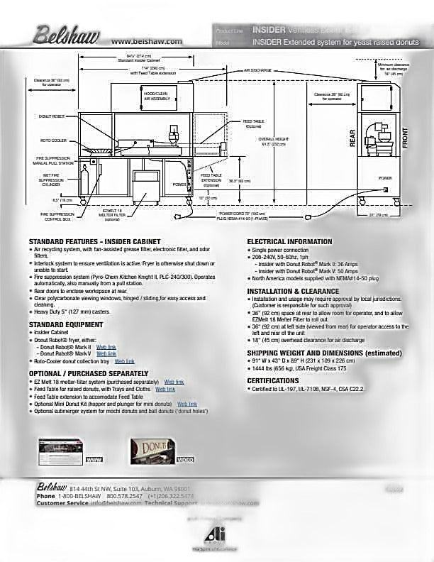 BELSHAW INSIDER Ventless Donut System -(APPROX- 226 DOZEN/HR) Mark V GP 208/240/60Hz/1 Ph Bakery Wholesalers