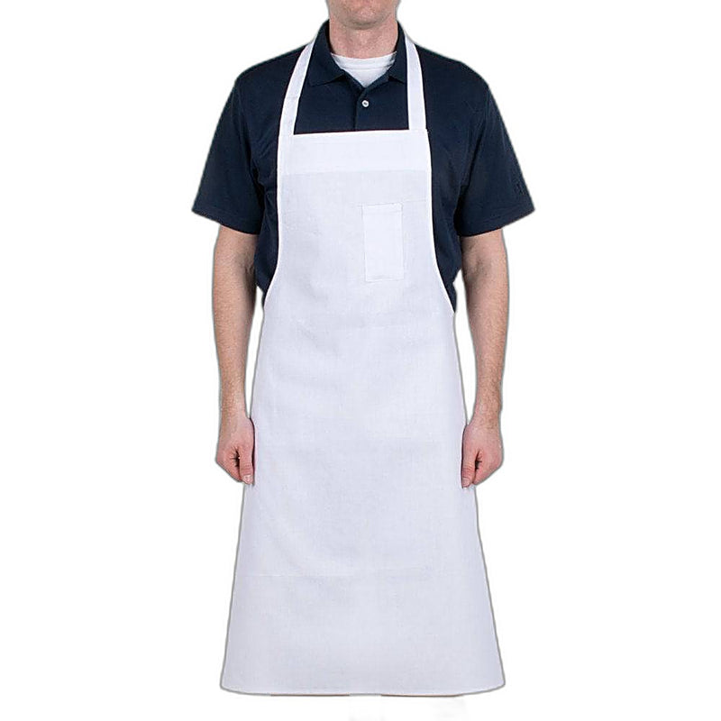 Bib Apron- White- Long Apron Bakery Wholesalers