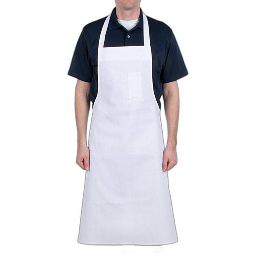 Bib Apron- White- Long Apron Bakery Wholesalers