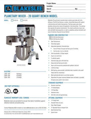 20 Quart Stainless Steel Floor Model Blakeslee Food Mixer Model F-20-SS Bakery Wholesalers