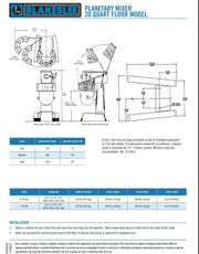 20 Quart Floor Model Blakeslee Food Mixer Model F-20-CA Bakery Wholesalers