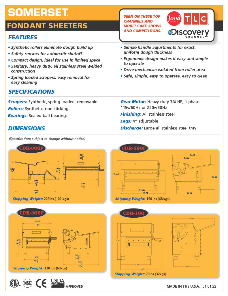CDR-300F Fondant Sheeter - Bakery Wholesalers