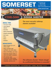 Somerset CDR-500 - Dough Roller Sheeter - 20" Single Pass- Recommended for Donut Dough - Bakery Wholesalers