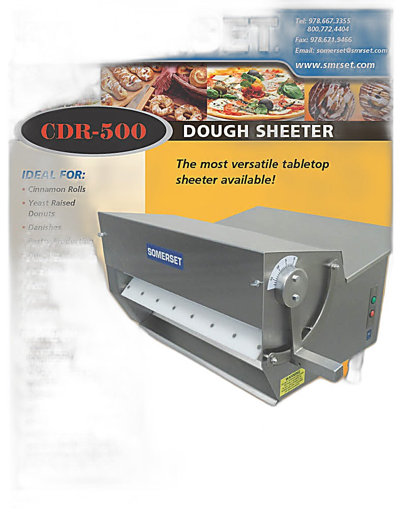 Somerset CDR-500 - Dough Roller Sheeter - 20" Single Pass- Recommended for Donut Dough - Bakery Wholesalers