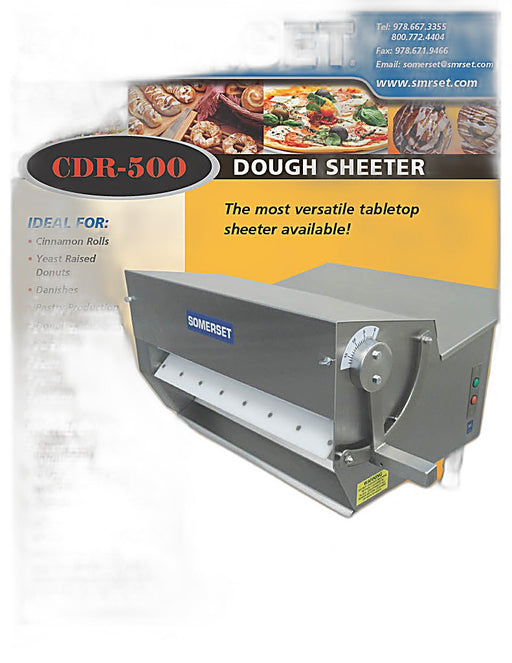 Somerset CDR-500 - Dough Roller Sheeter - 20" Single Pass- Recommended for Donut Dough - Bakery Wholesalers