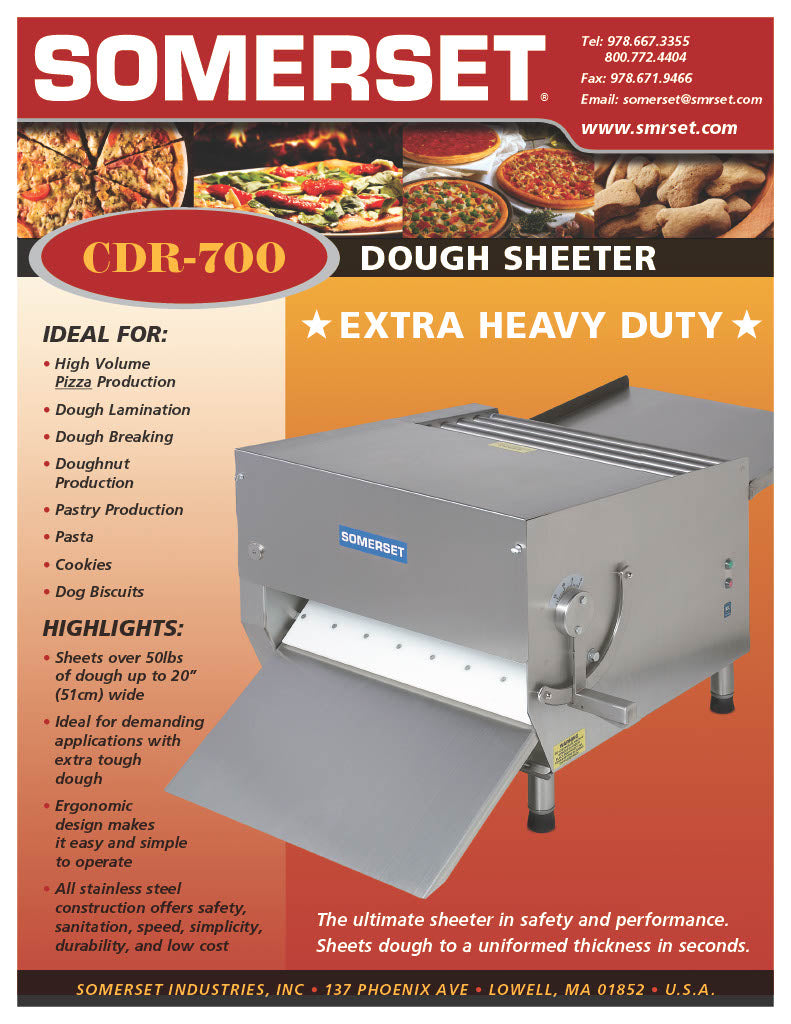 CDR-700 Dough Sheeter featuring 20" Wide Rollers - Bakery Wholesalers