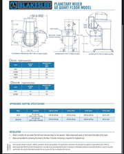 60 Quart Blakeslee Food Mixer Stainless Steel Floor Model DD-60 Bakery Wholesalers