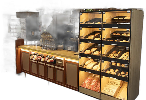 Palram Bakery Display Endcap with Illuminated Compartments & Storage Cabinet – 40"W x 60"H x 20"D - Donut-Equipment.com