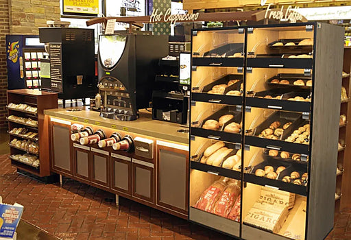 Palram Bakery Display Endcap with Illuminated Compartments & Storage Cabinet – 40"W x 60"H x 20"D - Donut-Equipment.com