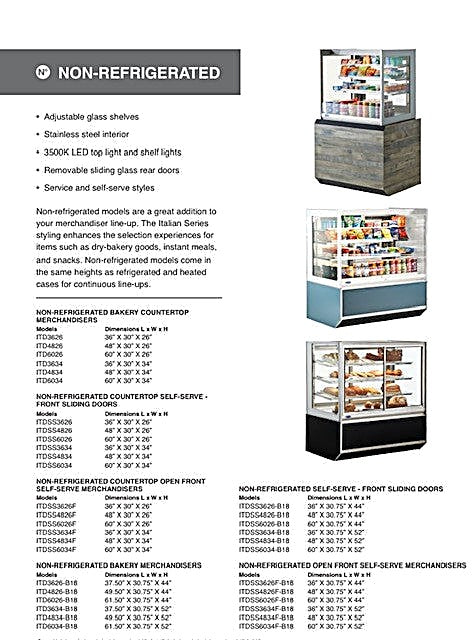 Federal Industries (ITD3626-B18)-Non-Refrigerated- 36" Full Service Case w/Straight Glass 120V - Bakery Wholesalers