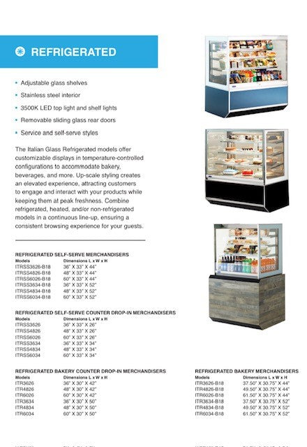 Federal Industries (ITR4834-B18) 52"(H)- 48" Full Service Case w/Straight Glass (Refrigerated) 120V