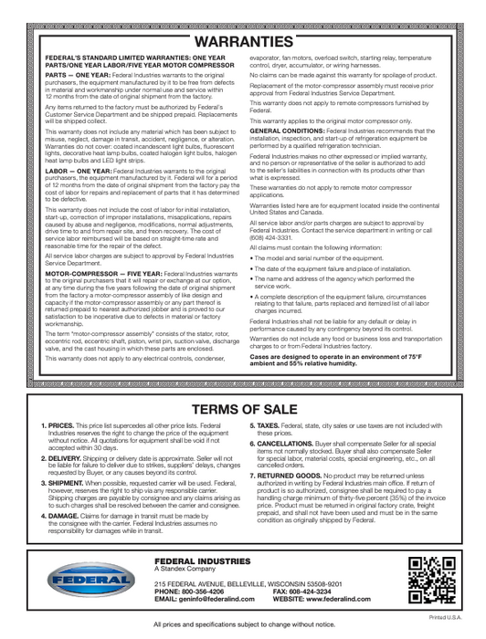 Federal Industries (ITD4834)-Non-Refrigerated- 48" x 34"(H) Counter Case w/Straight Glass 120V