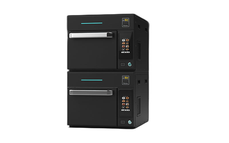 Prática Fit ST Black Double-Stacked Single Electric Ventless High-Speed Commercial Rapid Cook Oven, Countertop Design - Donut-Equipment.com