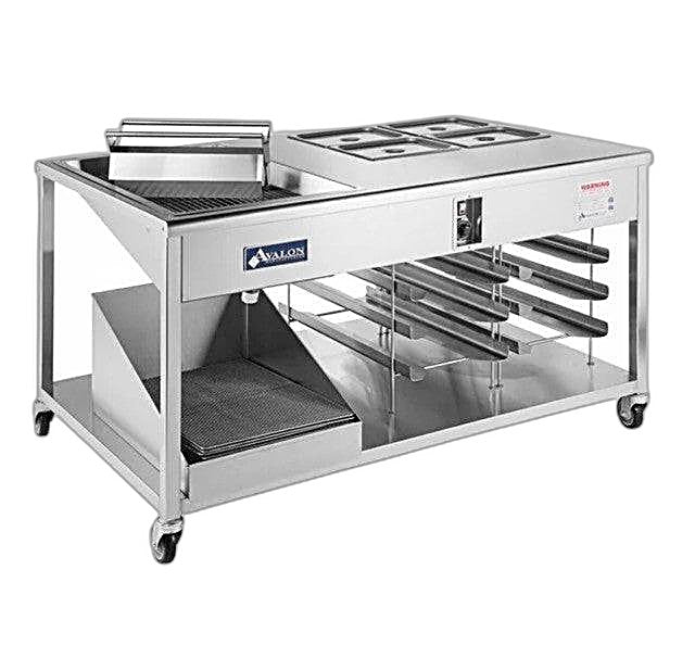 Avalon (HI24G26) "24 x24" Heated Icing with an 18" x 26" compatible Glazer (Not Heated), built into a Stainless Prep Table Bakery Wholesalers