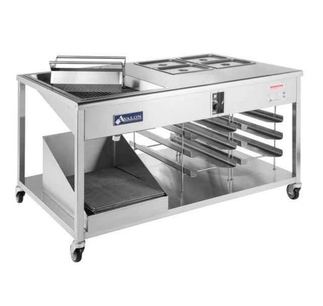 Avalon (HI24G26) "24 x24" Heated Icing with an 18" x 26" compatible Glazer (Not Heated), built into a Stainless Prep Table