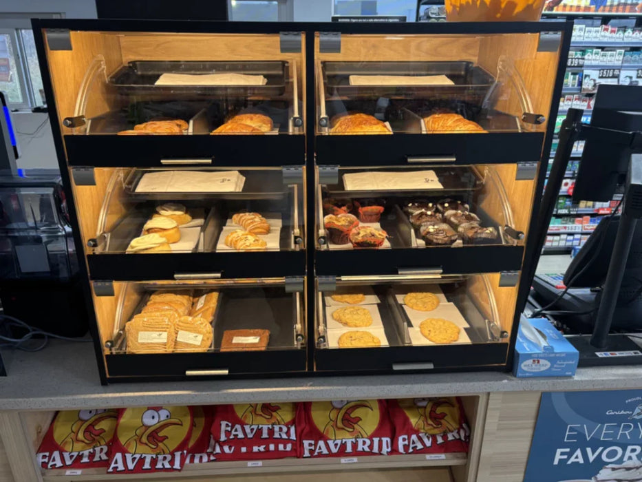 Palram Countertop Bakery Display Case with Illuminated Soft-Close Drawers & Tempered Glass – 40"W x 32"H x 20"D - Donut-Equipment.com