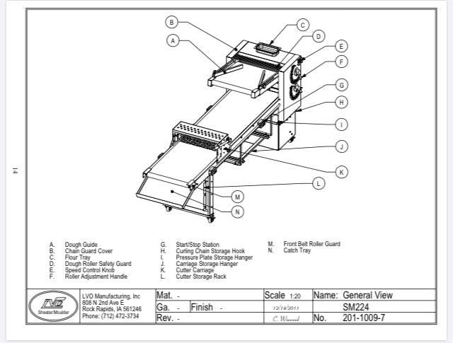 LVO SM224-6 Donut Production Table Sheeter Right To Left Production - Bakery Wholesalers