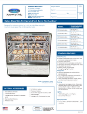 Federal Industries (ITDSS6034-B18)-Non-Refrigerated-(Sliding Doors on Front) 48" x 52"(H) Self Service Case w/Straight Glass 120V (Copy) - Bakery Wholesalers