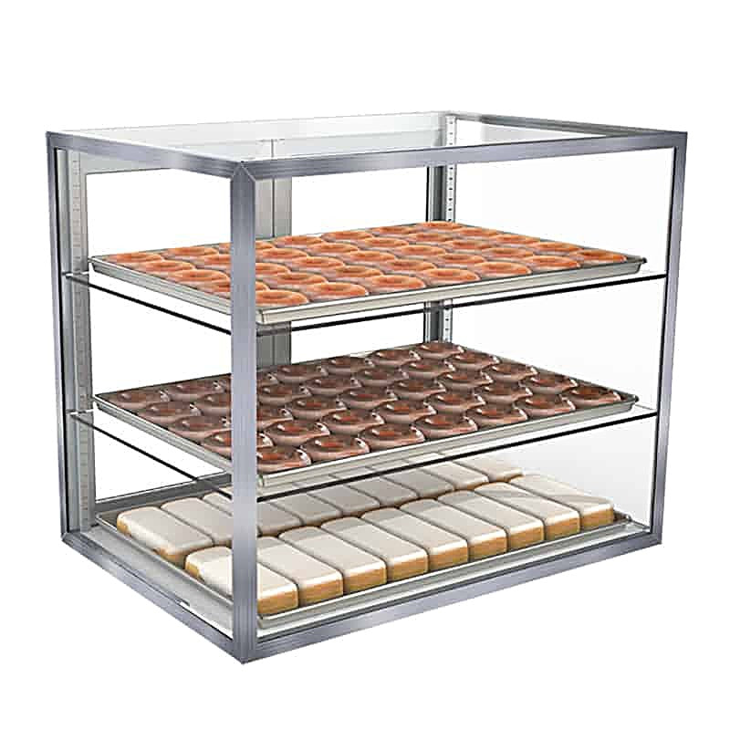 Jahabow 9200 Series 29"L x 20"D x 24"H Countertop Bakery Display Case – Aluminum, Tempered Glass, w/ 2 Shelves, Non-Refrigerated - Bakery Wholesalers