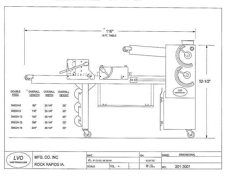 LVO SM224-6 Donut Production Table Sheeter Left To Right Production Bakery Wholesalers