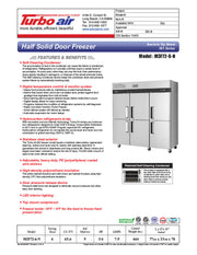 Turbo Air M3F72-6-N M3 Series 78" Solid Half Door Reach In Freezer - Donut-Equipment.com