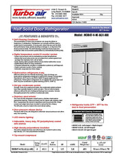 Turbo Air M3R47-4-N 51 3/4" Two Section Reach In Refrigerator, (4) Left/Right Hinge Solid Doors, 115v - Donut-Equipment.com