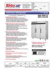 Turbo Air M3R72-3-N M3 Series 78" Solid Door Stainless Steel Reach-In Refrigerator - Bakery Wholesalers