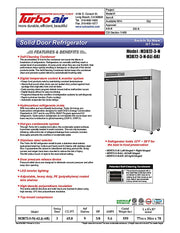 Turbo Air M3R72-3-N M3 Series 78" Solid Door Stainless Steel Reach-In Refrigerator - Bakery Wholesalers