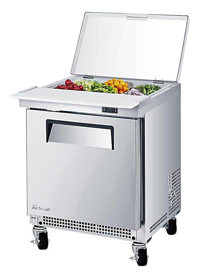 Turbo Air M3 Series MST-24S-N6 24" 1 Door Refrigerated Salad Prep Table with Clear Lid - Donut-Equipment.com