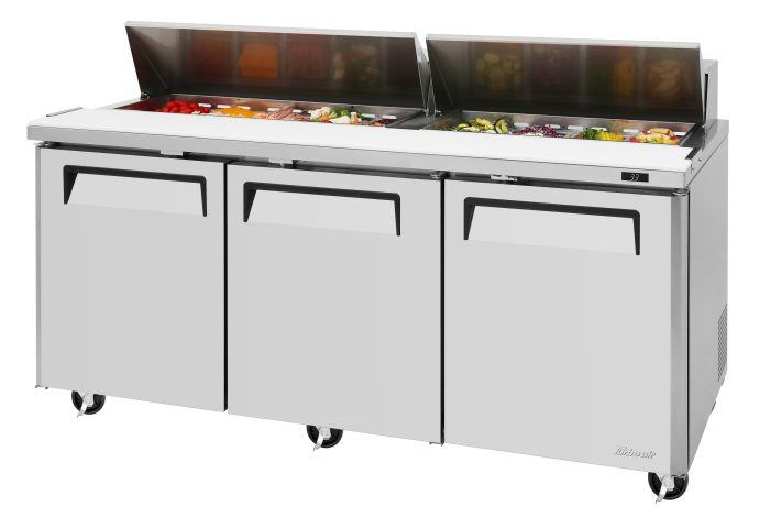 Turbo Air MST-72-N M3 Series 72" 3 Door Stainless Steel Refrigerated Sandwich Prep Table - Donut-Equipment.com