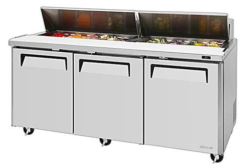 Turbo Air MST-72-N M3 Series 72" 3 Door Stainless Steel Refrigerated Sandwich Prep Table - Donut-Equipment.com
