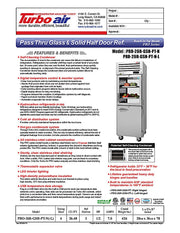 Turbo Air PRO-26R-GSH-PT-N Pro Series 29" Glass / Solid Half Door Pass-Through Refrigerator - Donut-Equipment.com