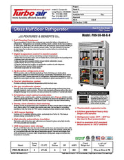 Turbo Air PRO-50-4R-G-N 51 3/4" Two Section Reach In Refrigerator, (4) Right Hinge Glass Doors, 115v - Donut-Equipment.com