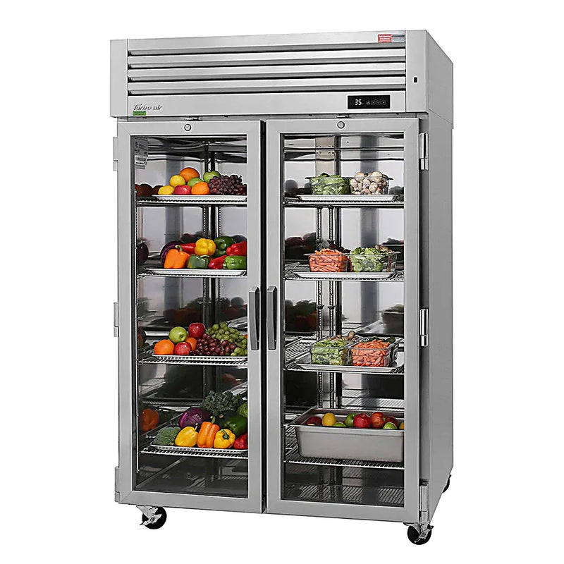 Turbo Air PRO-50R-G-N 51 3/4" Two Section Reach In Refrigerator, (2) Hinged Glass Doors, 115v - Donut-Equipment.com