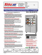 Turbo Air PRO-50R-GSH-PT-N Pro Series 52" Glass / Solid Half Door Pass-Through Refrigerator - Donut-Equipment.com