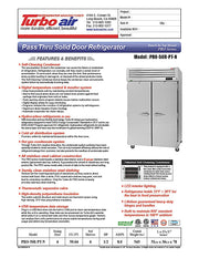 Turbo Air PRO-50R-PT-N 52" Premiere Pro Series Solid Door Pass-Through Refrigerator - Donut-Equipment.com