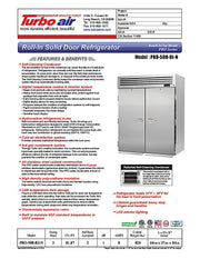 Turbo Air PRO-50R-RI-N 67" Two Section Roll In Refrigerator, (2) Left/Right Hinge Solid Doors, 115v - Donut-Equipment.com