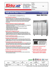 Turbo Air PRO-77-6F-N 78" Premiere Pro Series Solid Half Door Reach in Freezer - Donut-Equipment.com
