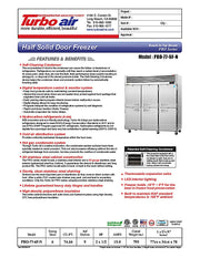Turbo Air PRO-77-6F-N 78" Premiere Pro Series Solid Half Door Reach in Freezer - Donut-Equipment.com