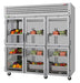 Turbo Air PRO-77-6R-G-N 77 3/4" Three Section Reach In Refrigerator, (6) Left/Right Hinge Glass Doors, 115v - Donut-Equipment.com