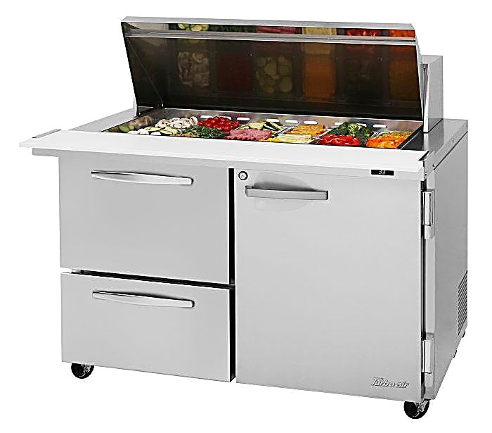 urbo Air PST-48-18-D2R-N 48 1/4" PRO Series Mega Top Sandwich/Salad Prep Table w/ Refrigerated Base - Donut-Equipment.com
