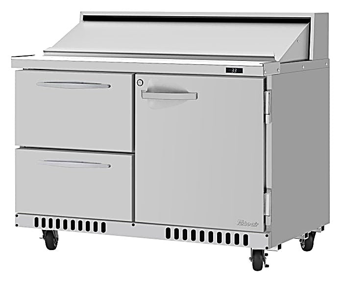 Turbo Air PST-48-D2R(L)-FB-N 27 1/2" PRO Series Sandwich/Salad Prep Table w/ Refrigerated Base - Donut-Equipment.com