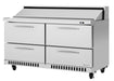 Turbo Air PST-60-D4-FB-N 60 1/4" PRO Series Sandwich/Salad Prep Table w/ Refrigerated Base - Donut-Equipment.com