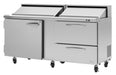 Turbo Air PST-72-D2R(L)-N 72 5/8" PRO Series Sandwich/Salad Prep Table w/ Refrigerated Base - Donut-Equipment.com