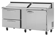 Turbo Air PST-72-D2R(L)-N 72 5/8" PRO Series Sandwich/Salad Prep Table w/ Refrigerated Base - Donut-Equipment.com